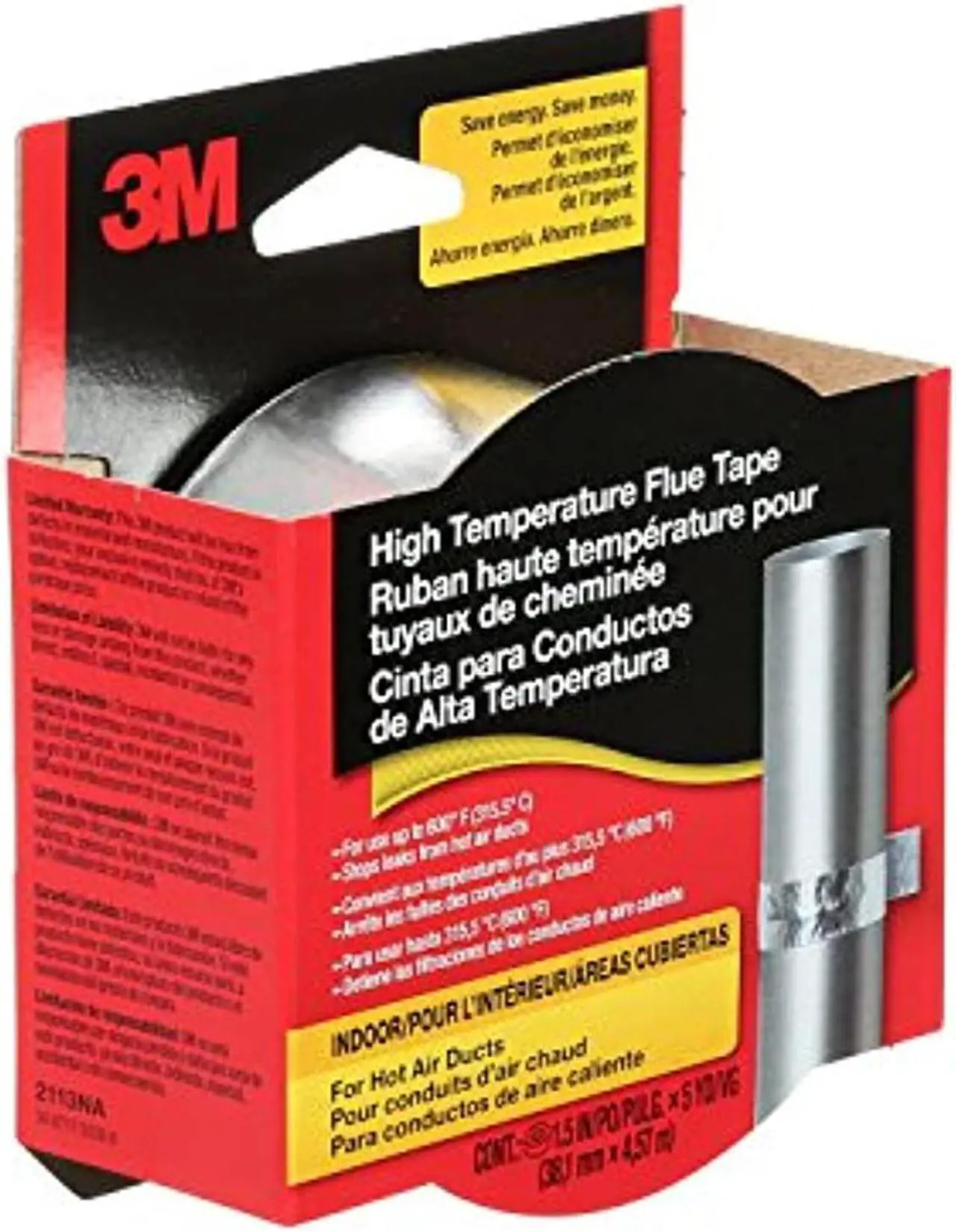 Alt view image 4 of 8 - 3M Scotch 1-1/2 In. x 15 Ft. High-Temperature Flue Tape, Silver 2113NA