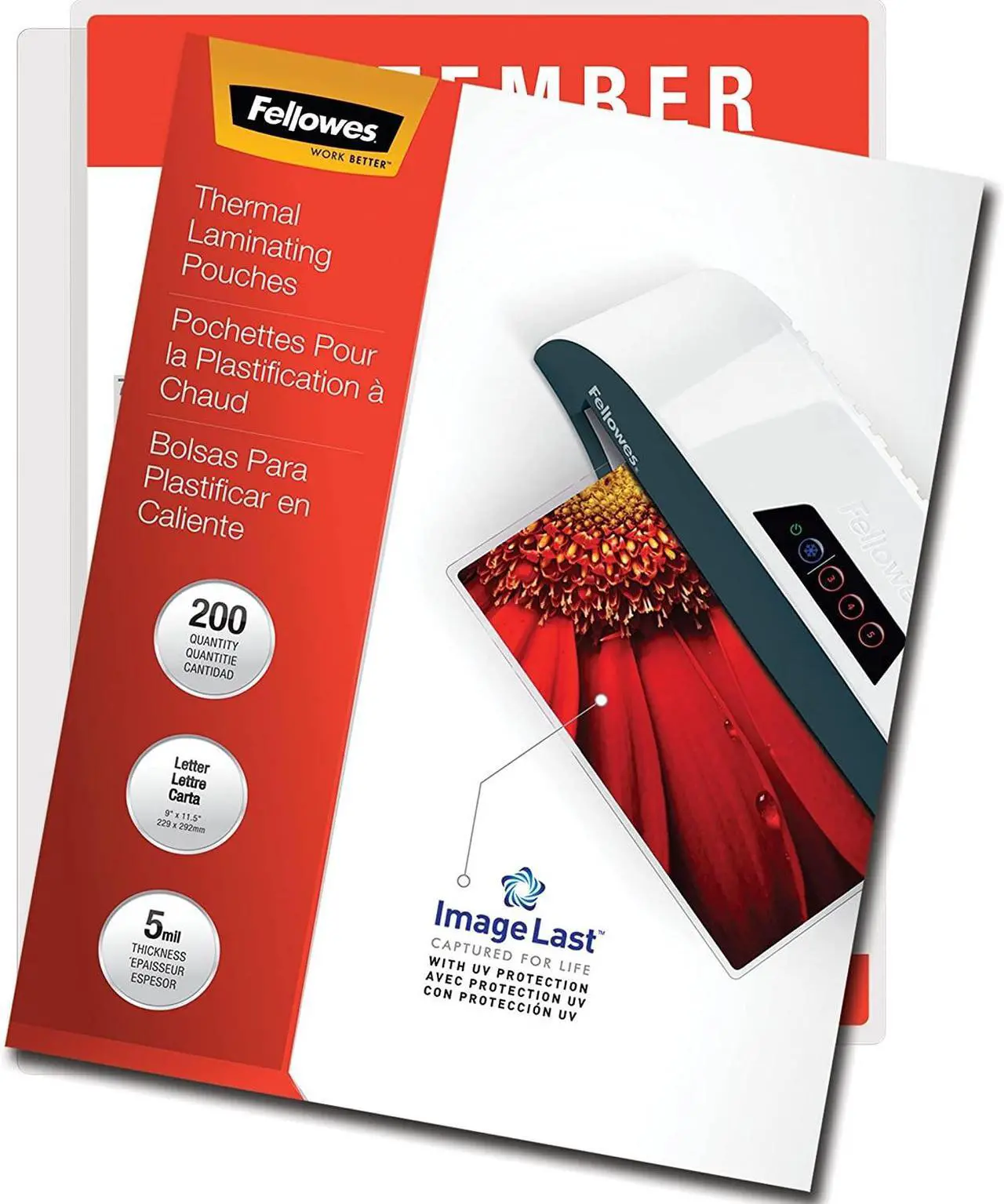 Alt view image 14 of 20 - Fellowes Laminating Pouches 5mil Ltr 200/PK Clear 5245301