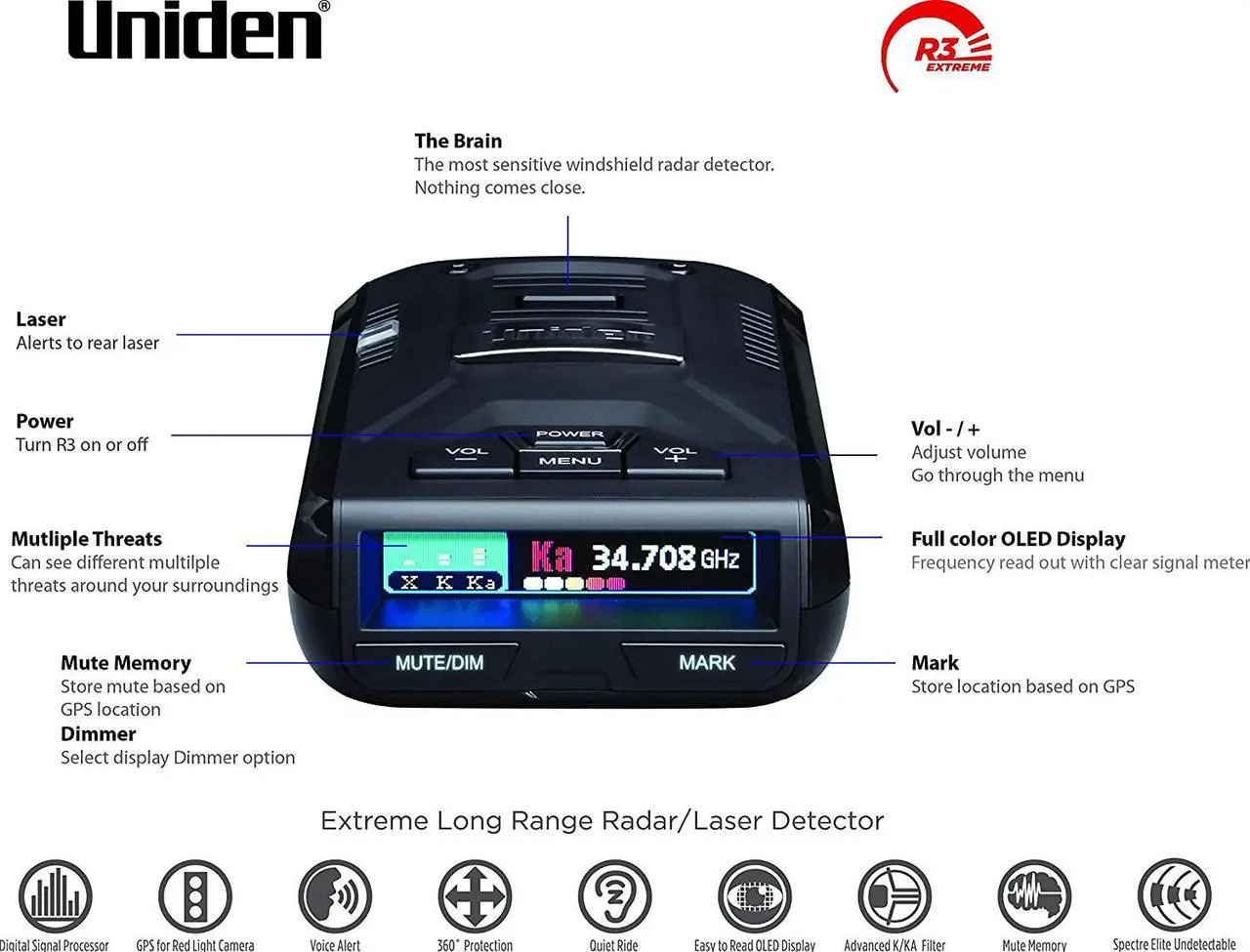 Alt view image 15 of 20 - Uniden R3 Extreme Long Range Radar Detector / Laser Detector