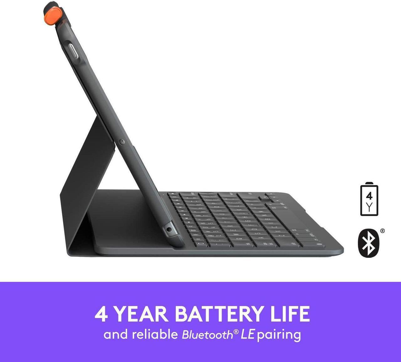 Alt view image 9 of 12 - Logitech Slim Folio Keyboard Case for Apple iPad 7th & 8th Gen 10.2" 920-009473