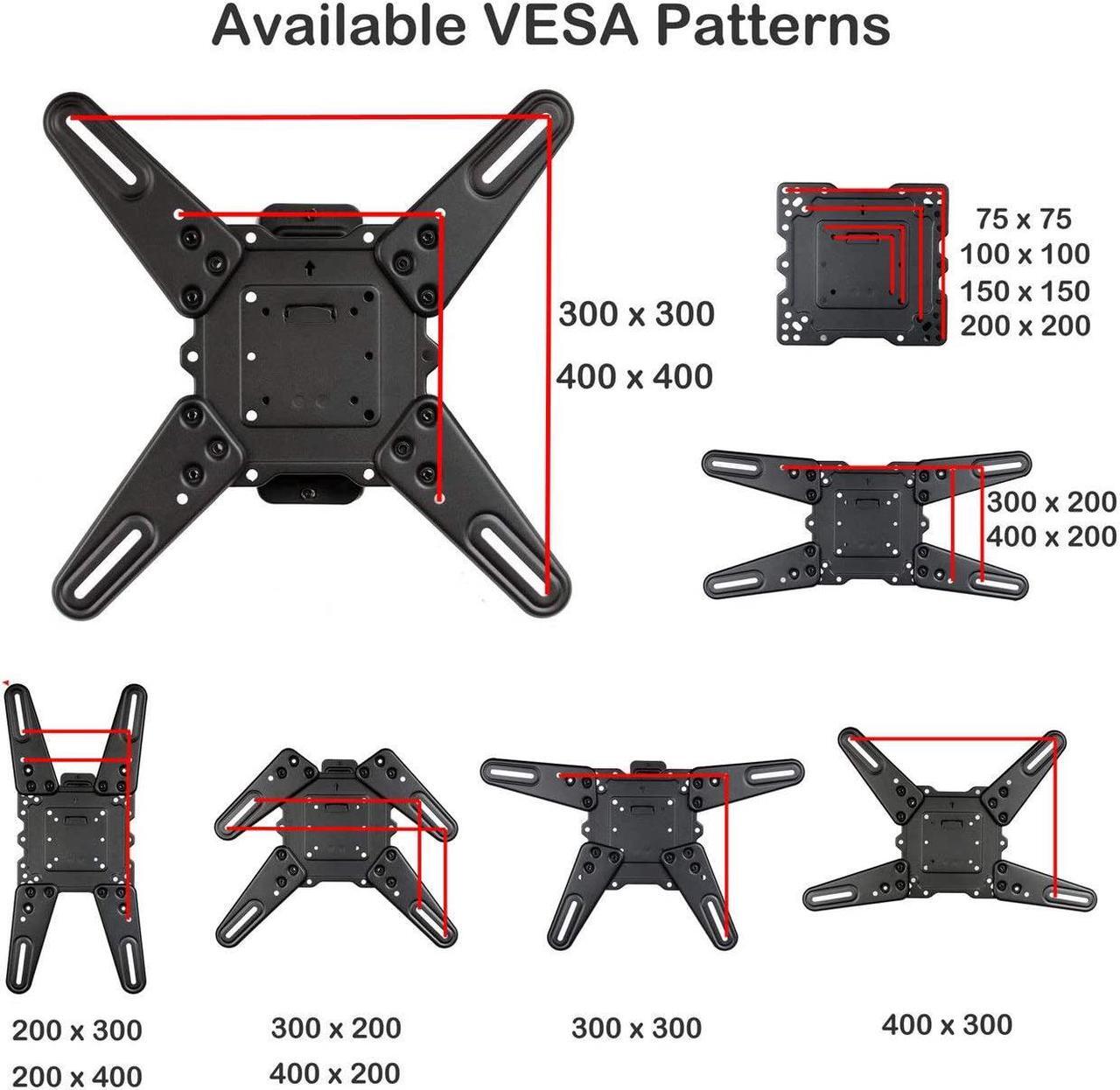 Alt view image 9 of 14 - VideoSecu Full Motion Articulating TV Wall Mount for most 26-55" LCD LED HDTV UHD, Long Arm Tilt Swivel TV Mount Bracket with Max VESA 400x400mm, Loading 88lbs, Cable Management BJZ