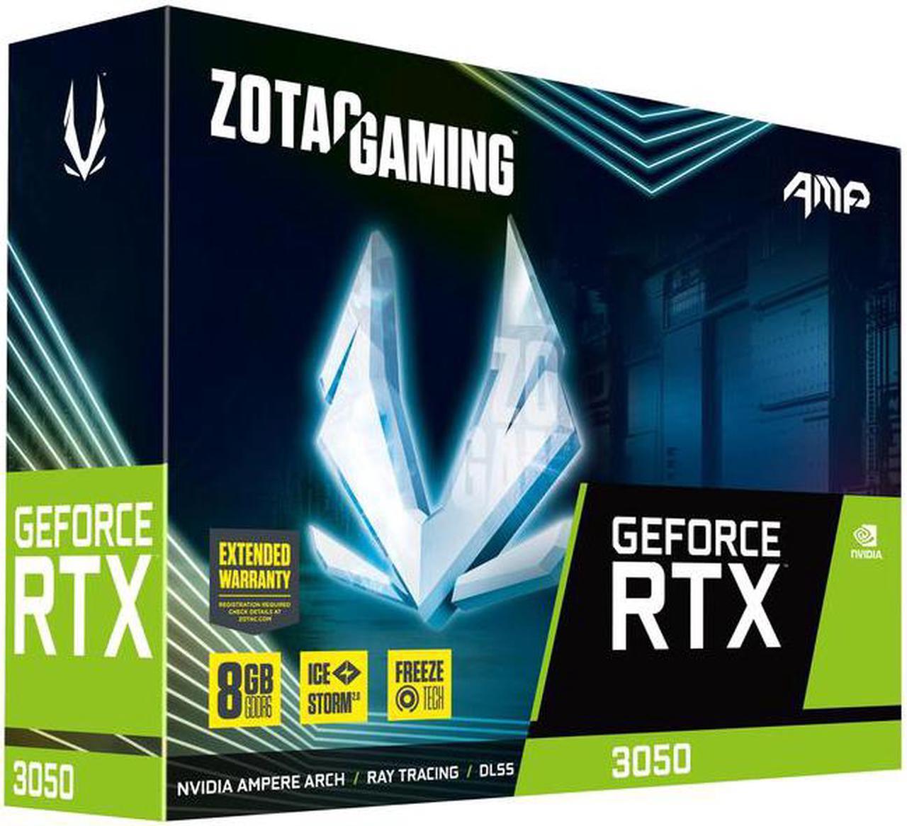 Alt view image 2 of 7 - ZOTAC GAMING GeForce RTX 3050 AMP 8GB GDDR6 128-bit 14 Gbps PCIE 4.0 Gaming Graphics Card, IceStorm 2.0 Advanced Cooling, FREEZE Fan Stop, Active Fan Control, ZT-A30500F-10M