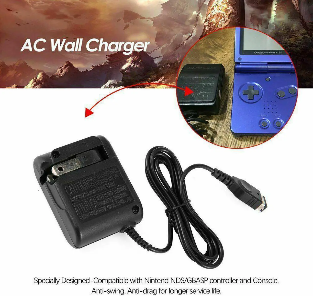Alt view image 4 of 6 - New AC Wall Charger for  Game Boy Advance SP or DS -- GBA SP / NDS