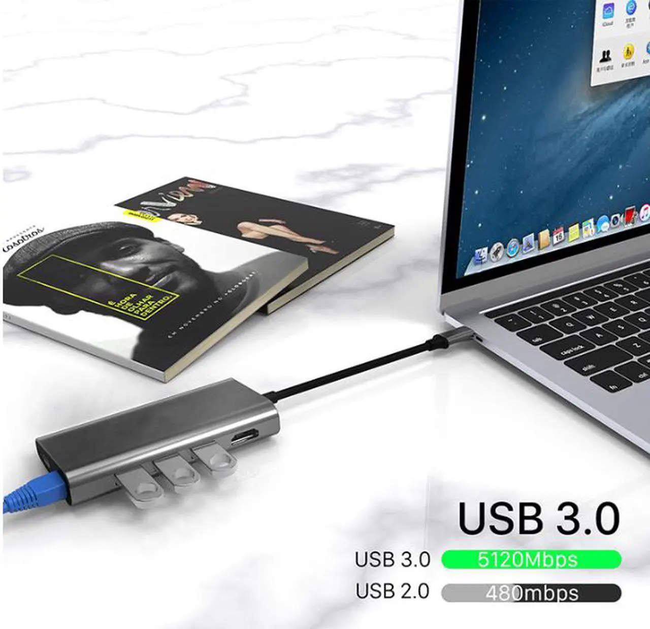 Alt view image 7 of 7 - Suntapower USB Hub C 8 En 1 Aluminium Multi Type de Port Adaptateur C Hub Combo Pour Macbook Pro BT059