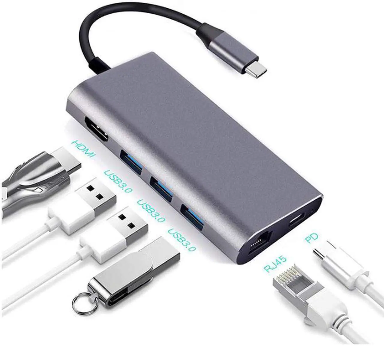 Main image of Suntapower USB Hub C 8 En 1 Aluminium Multi Type de Port Adaptateur C Hub Combo Pour Macbook Pro BT059