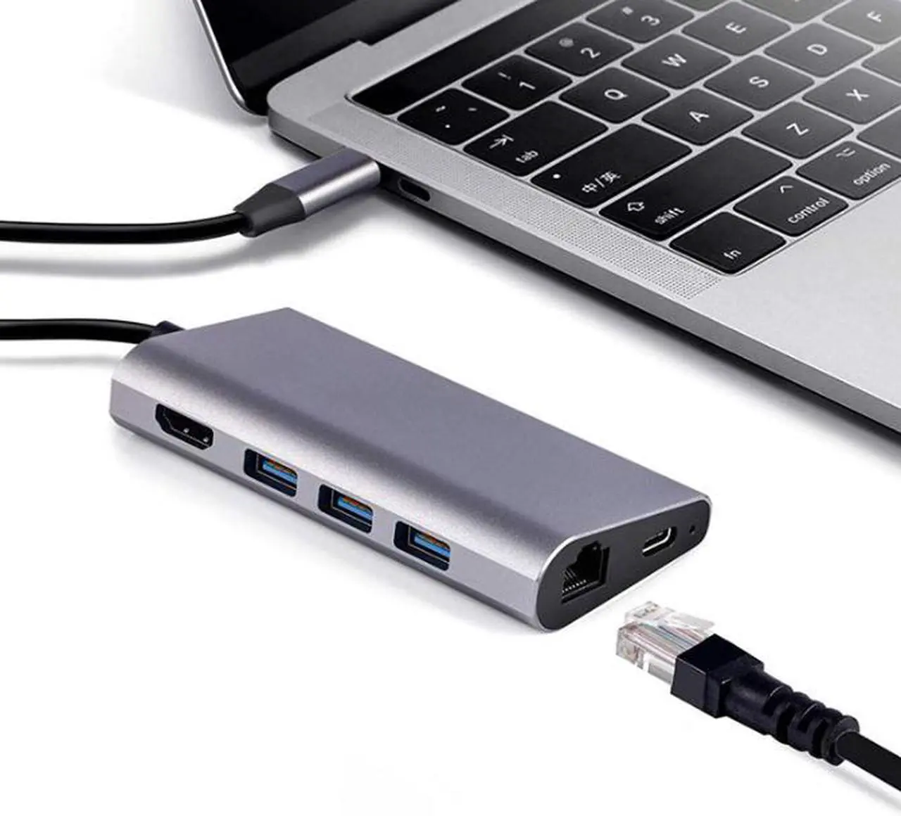 Alt view image 3 of 7 - Suntapower USB Hub C 8 En 1 Aluminium Multi Type de Port Adaptateur C Hub Combo Pour Macbook Pro BT059