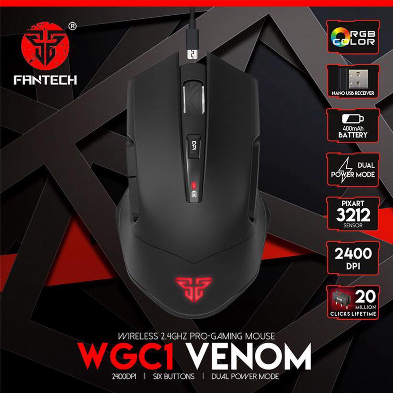 Alt view image 2 of 7 - Fantech Gaming Mouse WCG1 Wemon,Rgb Light Color Switch Button,20 millons buttons life,Utlmate Pixart 3212 Sensor 2400 DPI 30IPS,1000hz Polling Rate,Doal Power Mode,Nano Usb Receiver,