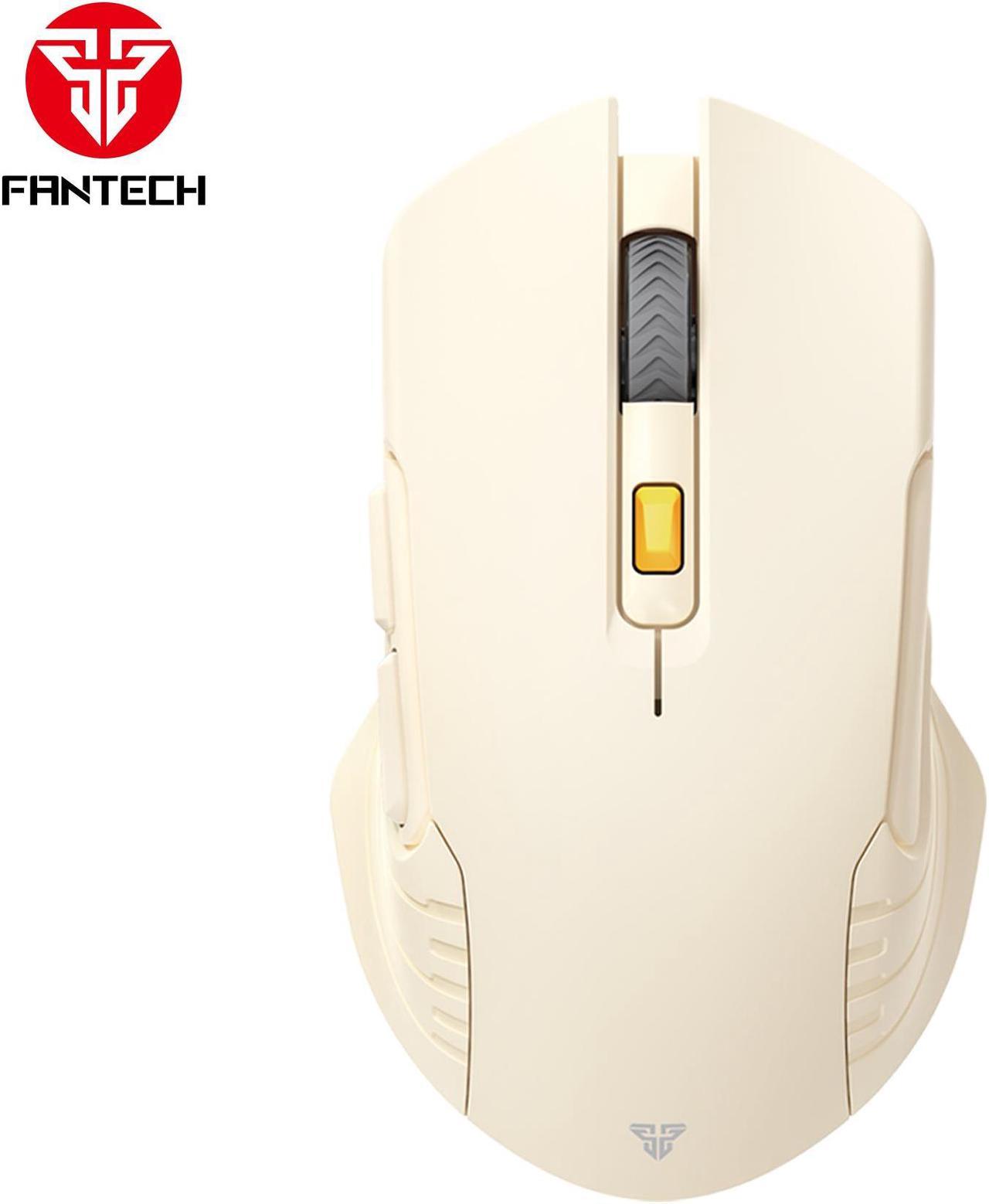 FANTECH  Wireless Gaming Mouse,Medium-size ,Ergonomic Hand Grips,2.4 GHz wreless Fast charge,RGB Gamer Desk Laptop PC Gaming Mouse, for Windows 7/8/10/11/XP Vista Linux MacOs,Beige