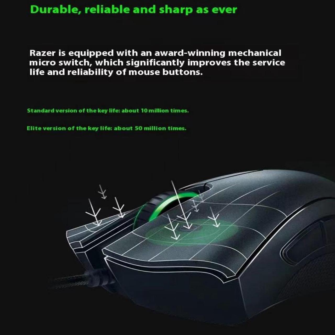 Alt view image 5 of 7 - AULA DeathAdder Essential Gaming MouseErgonomic design 6400 DPI Optical Sensor - 5 Programmable Buttons - Mechanical Switches - Rubber Side Grips - White