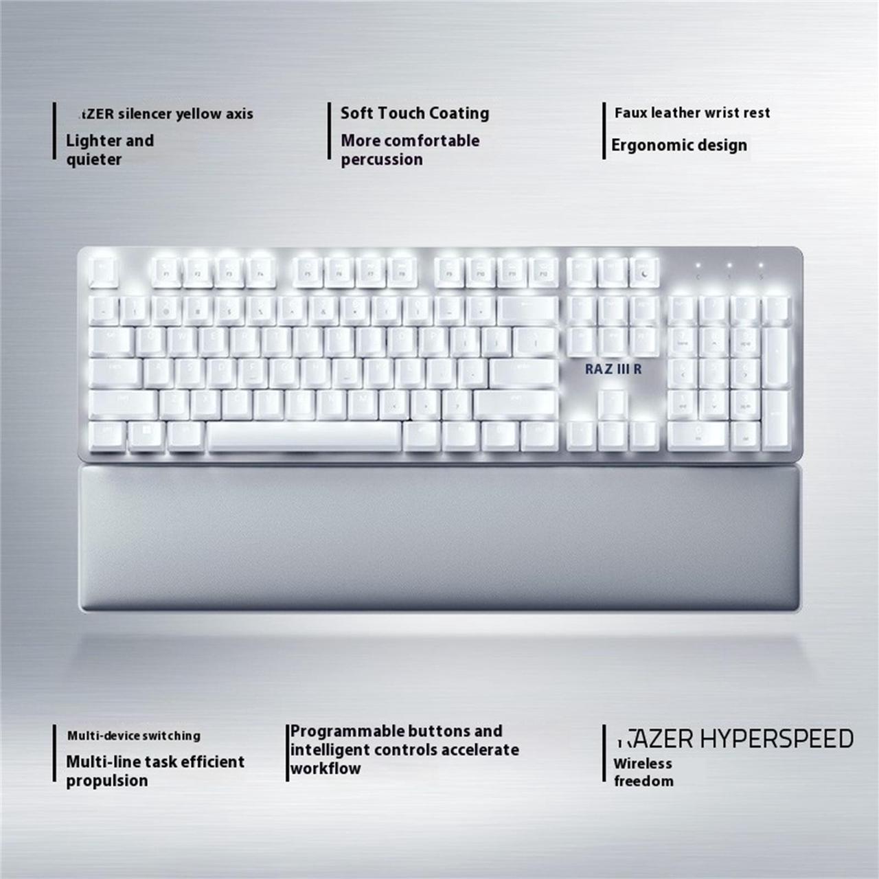 Alt view image 3 of 7 - AULA Pro Type Ultra Wireless gaming Keyboard, Ergonomic Design, Triple Mode Connection,HyperSpeed Technology - Connect up to 4 Devices - Fully Programmable Keys104 Keyssilver