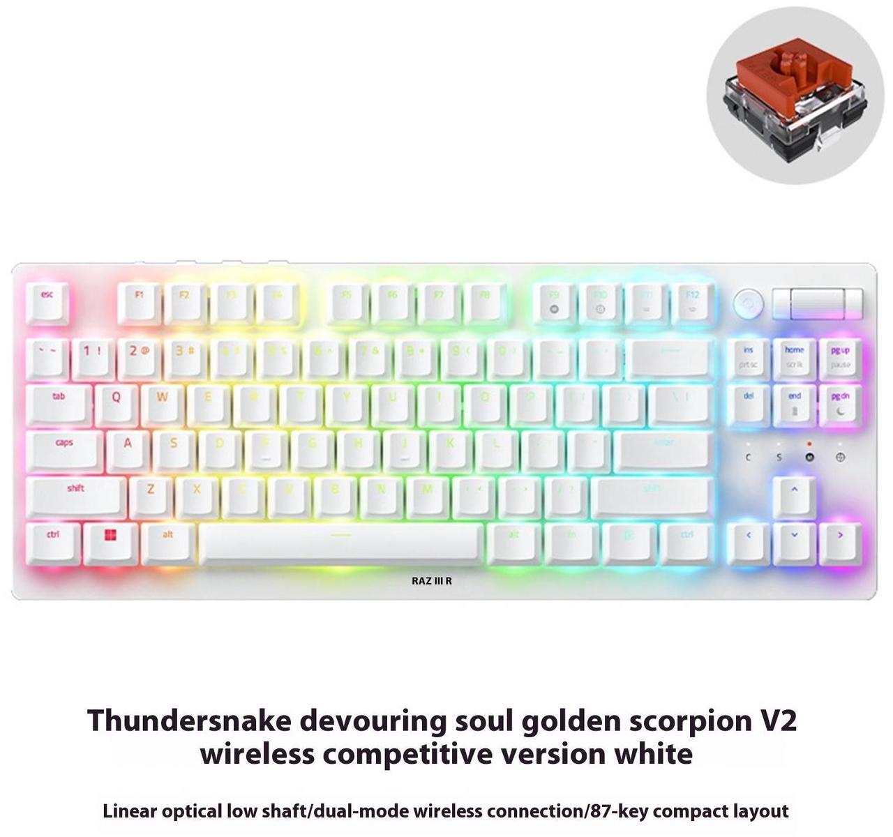 Alt view image 2 of 7 - AULA DeathStalker V2 pro TKL Dual-Mode gaming Keyboard, 40-Hour Battery Life, Laser Etched Craftsmanship, Low-Profile Optical Switches-Linear Red, 87 Keys,for Mac or Windows PC Gaming Computers, white