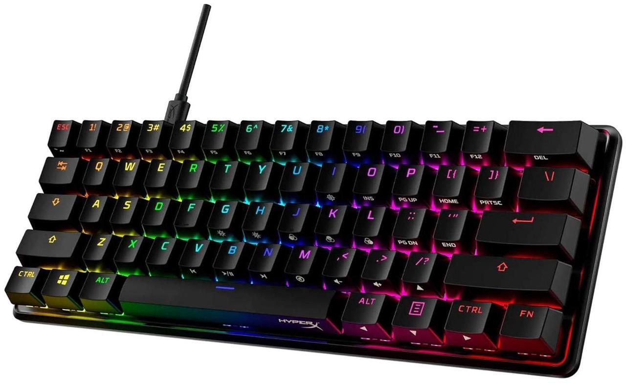 Main image of HyperX Alloy Origins 60 - Mechanical Gaming Keyboard - Ultra Compact 60% Form Factor - Tactile Aqua Switch - Double Shot PBT Keycaps - RGB LED Backlit -HyperX Aqua Tactile, Black