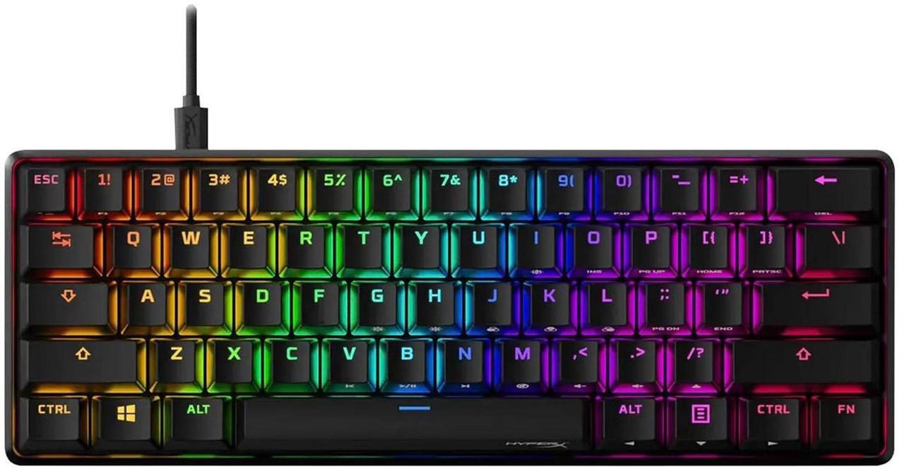 Alt view image 2 of 7 - HyperX Alloy Origins 60 - Mechanical Gaming Keyboard - Ultra Compact 60% Form Factor - Tactile Aqua Switch - Double Shot PBT Keycaps - RGB LED Backlit -HyperX Aqua Tactile, Black