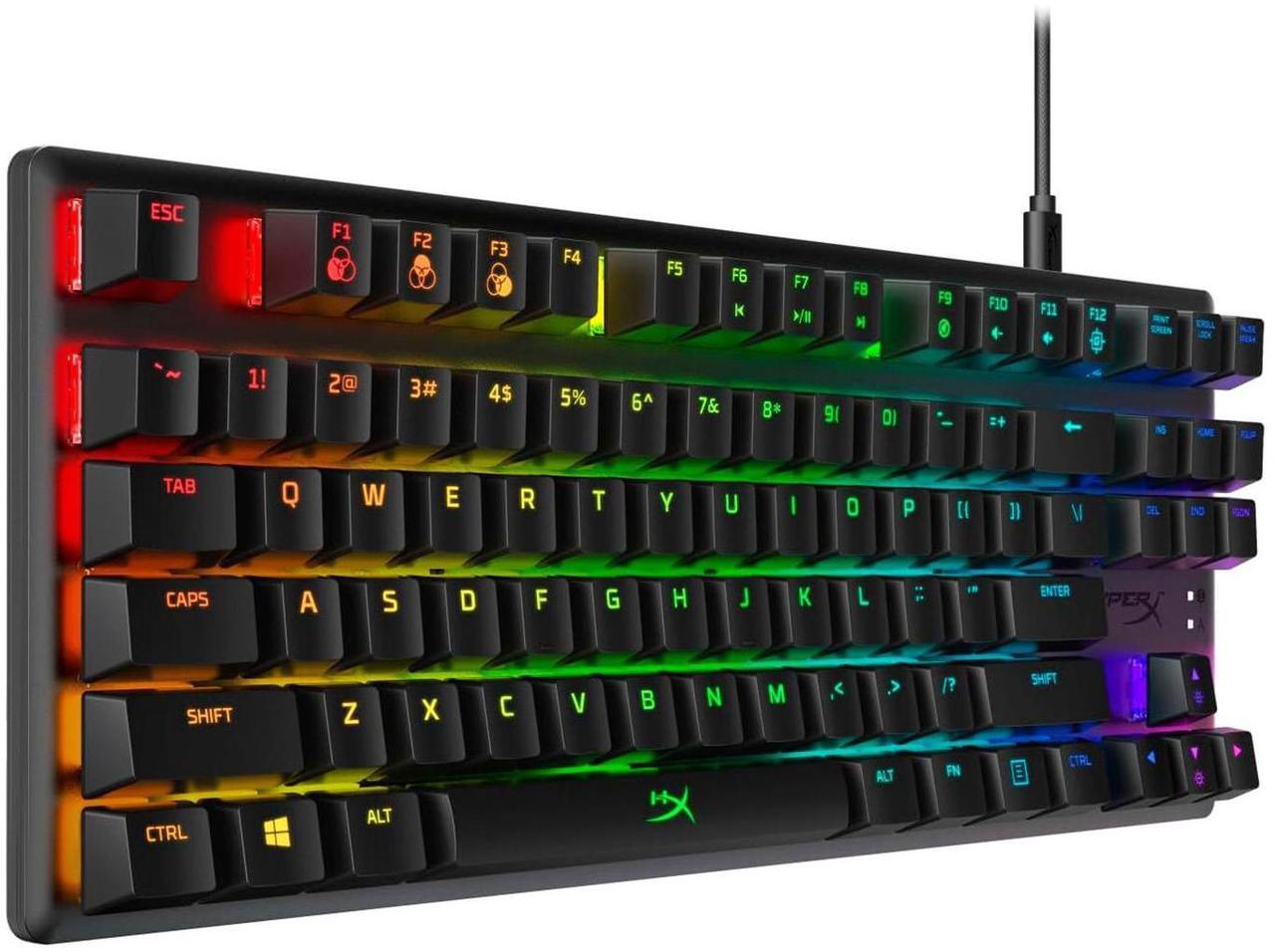 Alt view image 2 of 7 - HyperX Alloy Origins Core 87-key TKL Gaming Mechanical Keyboard, RGB Phantom Colours, Compact, Metal Frame, Compact and Efficient, Hot Swappable, Linear HyperX ice Axis, Black