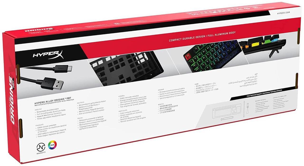 Alt view image 7 of 7 - HyperX Alloy Origins 104-Key Gaming Keyboard, Full Size Wired Mechanical Keyboard, Compact Form Factor, RGB LED Backlighting, 8000HZ, Hot Swappable, Linear HyperX water Axis, Black