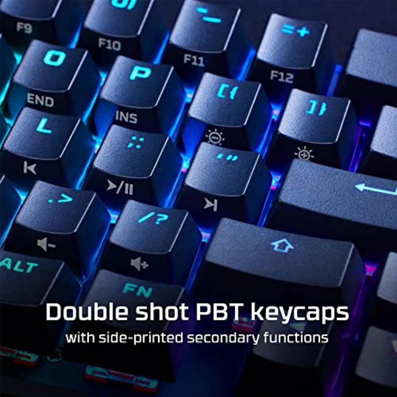 Alt view image 6 of 7 - HyperX Alloy Origins 65 - Mechanical Gaming Keyboard  Compact 65% Form Factor - Tactile Aqua Switch - Double Shot PBT Keycaps - RGB LED BacklitPersonalised KeycapsHyperX Fire Axis, black