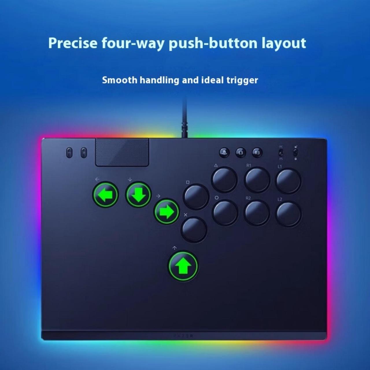 Alt view image 4 of 7 - AULA Kitsune All-Button Arcade wired Controller & Street Fighter Cammy Vinyl Skin Bundle: For PS5  PC - Low-Profile Optical Switches - Slim- Chroma RGB - Full Top Plate Wrap