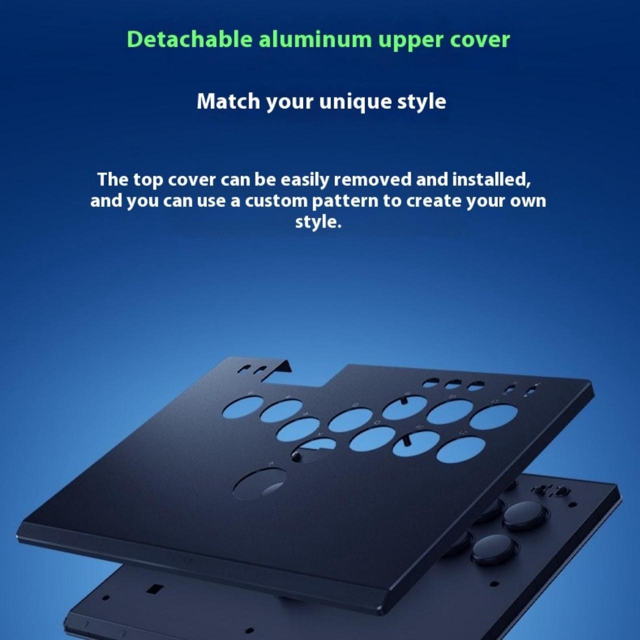 Alt view image 7 of 7 - AULA Kitsune All-Button Arcade wired Controller & Street Fighter Cammy Vinyl Skin Bundle: For PS5  PC - Low-Profile Optical Switches - Slim- Chroma RGB - Full Top Plate Wrap