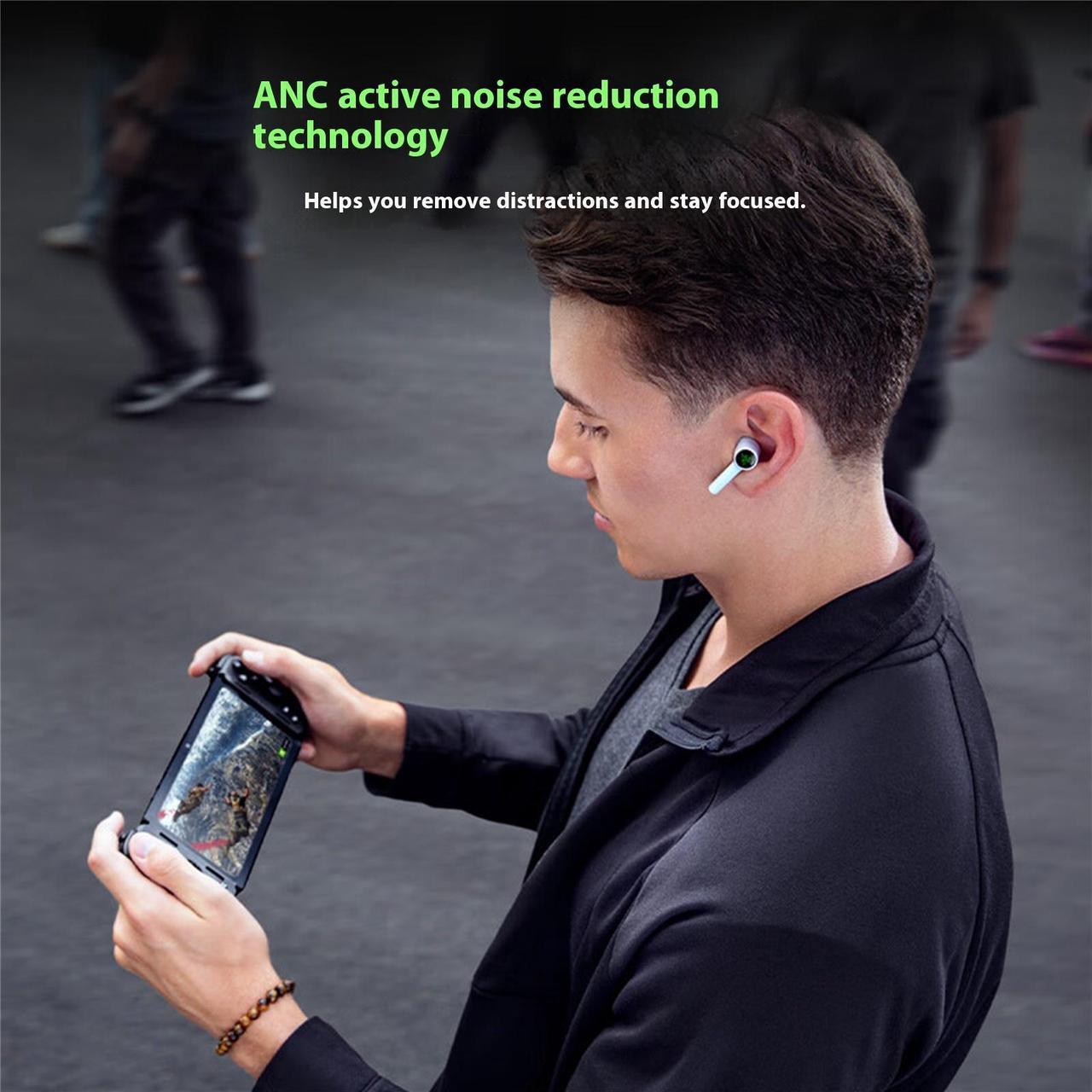 Alt view image 6 of 7 - AULA  Warhammer Shark Extreme Edition  Wireless  earphones, Gaming Earbuds for PlayStation 5 / PS5, PC, Mobile: ANC - Noise Cancelling Mic - Bluetooth 5.2 - RGB Chroma - 30 Hr Batterywhite