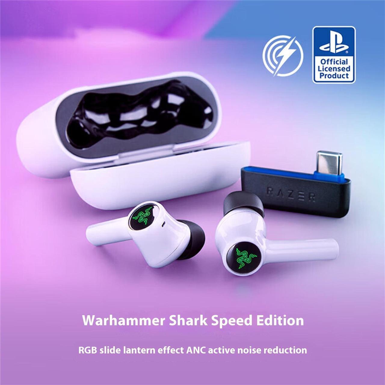 Alt view image 2 of 7 - AULA  Warhammer Shark Extreme Edition  Wireless  earphones, Gaming Earbuds for PlayStation 5 / PS5, PC, Mobile: ANC - Noise Cancelling Mic - Bluetooth 5.2 - RGB Chroma - 30 Hr Batterywhite
