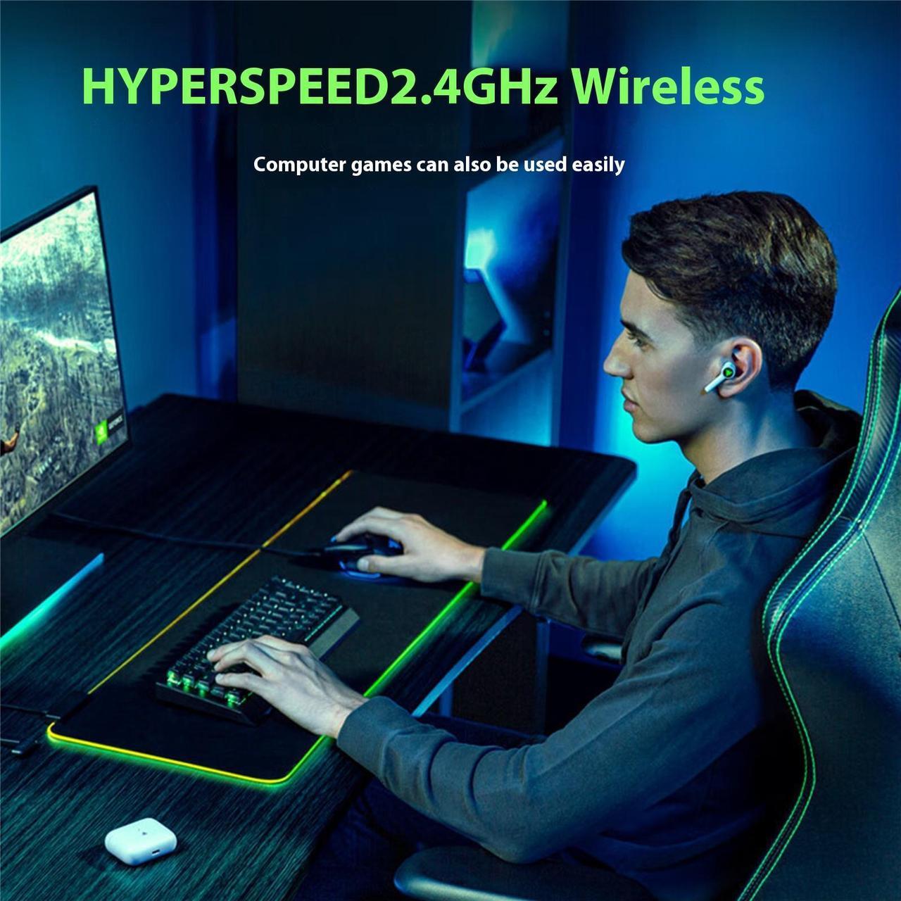 Alt view image 7 of 7 - AULA  Warhammer Shark Extreme Edition  Wireless  earphones, Gaming Earbuds for PlayStation 5 / PS5, PC, Mobile: ANC - Noise Cancelling Mic - Bluetooth 5.2 - RGB Chroma - 30 Hr Batterywhite