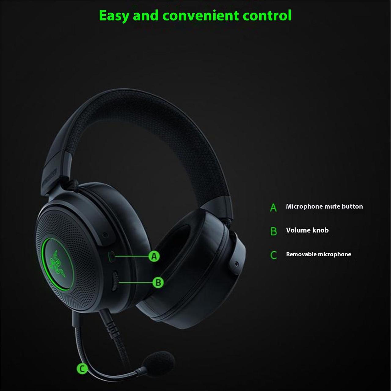 Alt view image 7 of 7 - AULA Giant Demon V3 Wired Gaming Headset with Microphone,Ultra-lightweight design,HD Sound Quality, 3.5 mm link, for PCs, Macs, Xbox One, PS4, Nintendo Switch, Black