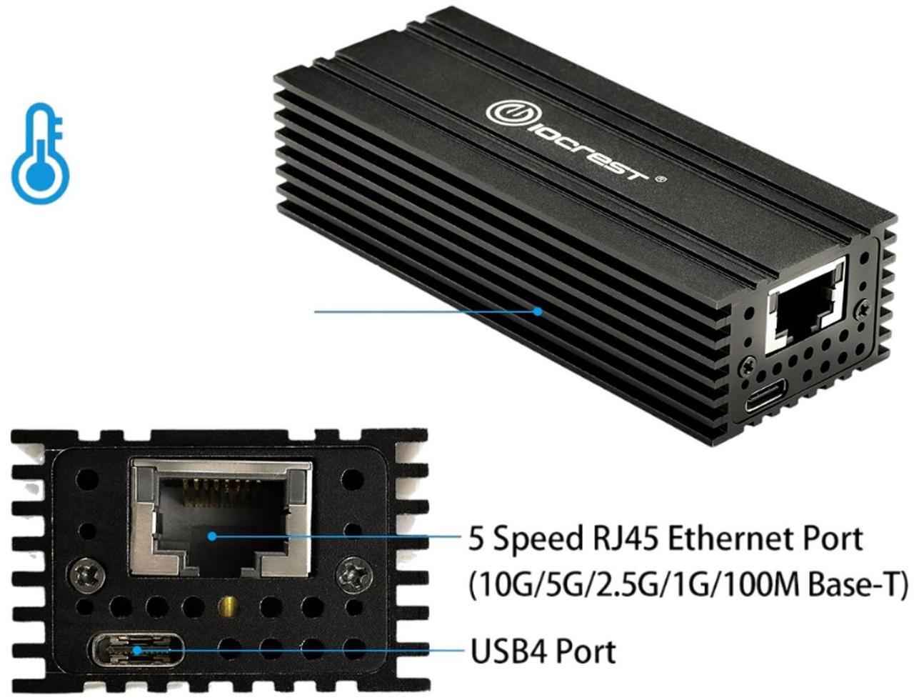 Alt view image 4 of 7 - locrest USB4 NIC 10G Compatible Thunderbolt 3/4 Single Port 10GbE RJ45 Ethernet Adapter M4 Branch,Chipset ID AQC113,Black