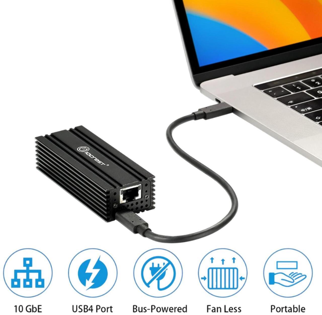 Alt view image 5 of 7 - locrest USB4 NIC 10G Compatible Thunderbolt 3/4 Single Port 10GbE RJ45 Ethernet Adapter M4 Branch,Chipset ID AQC113,Black