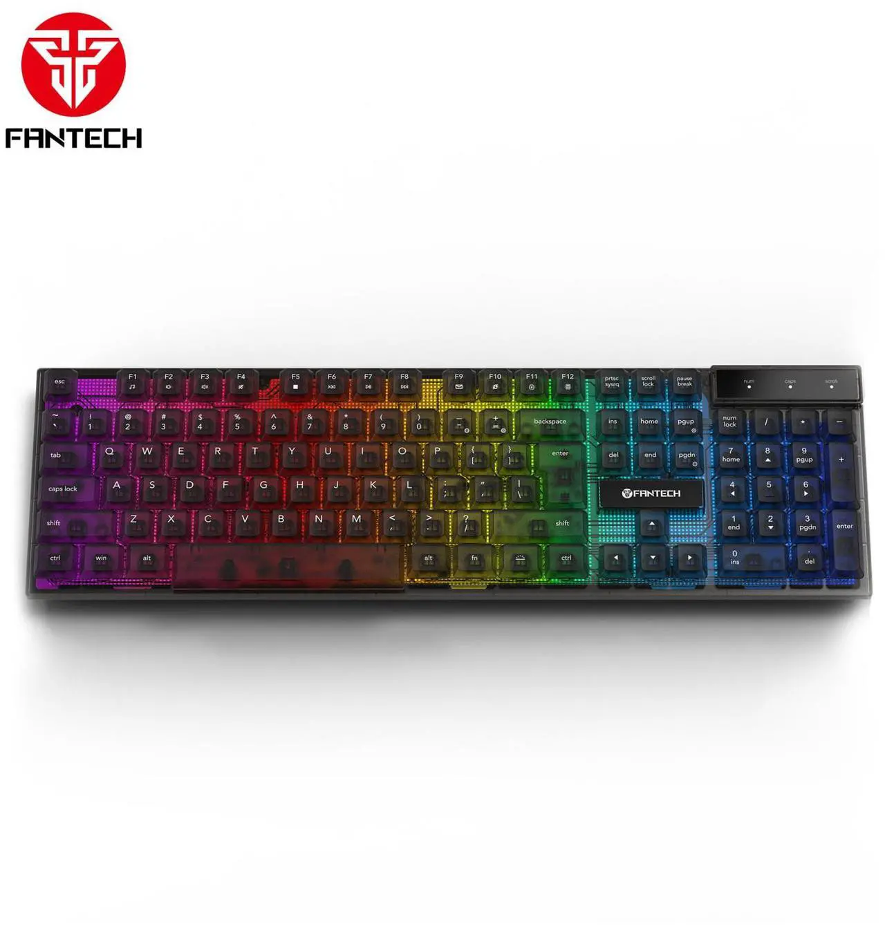 Alt view image 3 of 7 - FANTECH SHIKARI K515 Gaming Wired Keyboard,104 Key, Transparent Keycaps,8-Million Keys Lifetime,Rubberdome Switches,Lighting Effect,Multimedia Control ,Adjustable Height