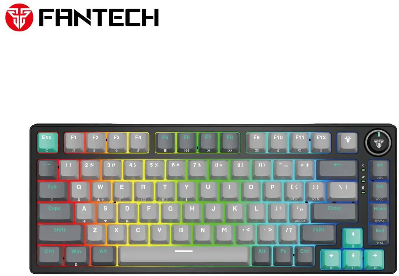 Main image of FANTECH ATOM PRO83 MK913 Stellar Edition,Mechanical Wireless Keyboard,83 Key,3 Connection Modes, Personaliation+,5 Pin Hot Swappable,Built-In Volume Knob,MERCURY Black (red switch)