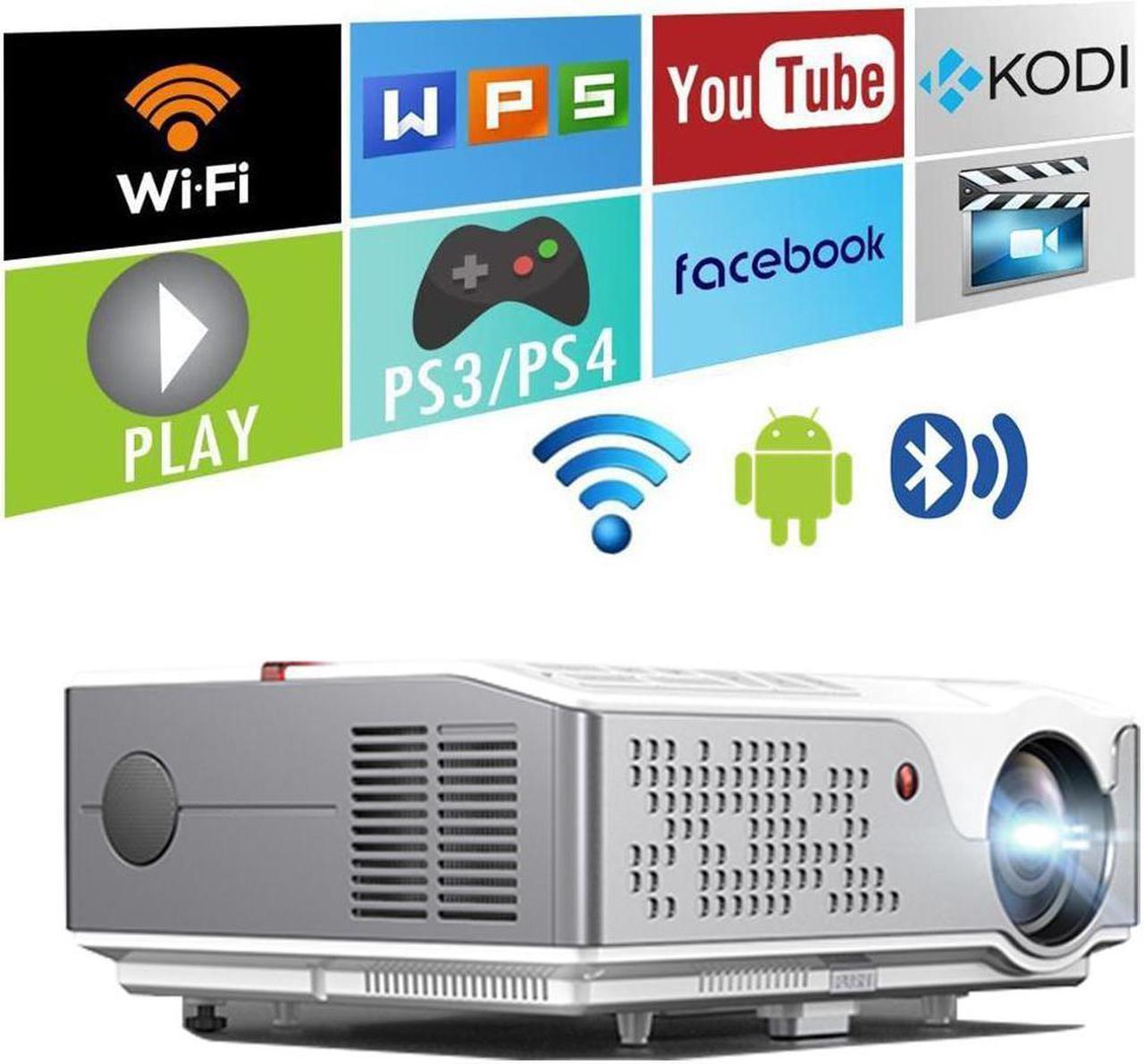 6000 Lumens 1080 Native Projector, Full HD Android Projector with WiFi Bluetooth, 300” Max Image Size, with HDMI USB VGA AV Inputs, Compatible with Smartphone TV Sticks PC Xbox Playstation USB Drive