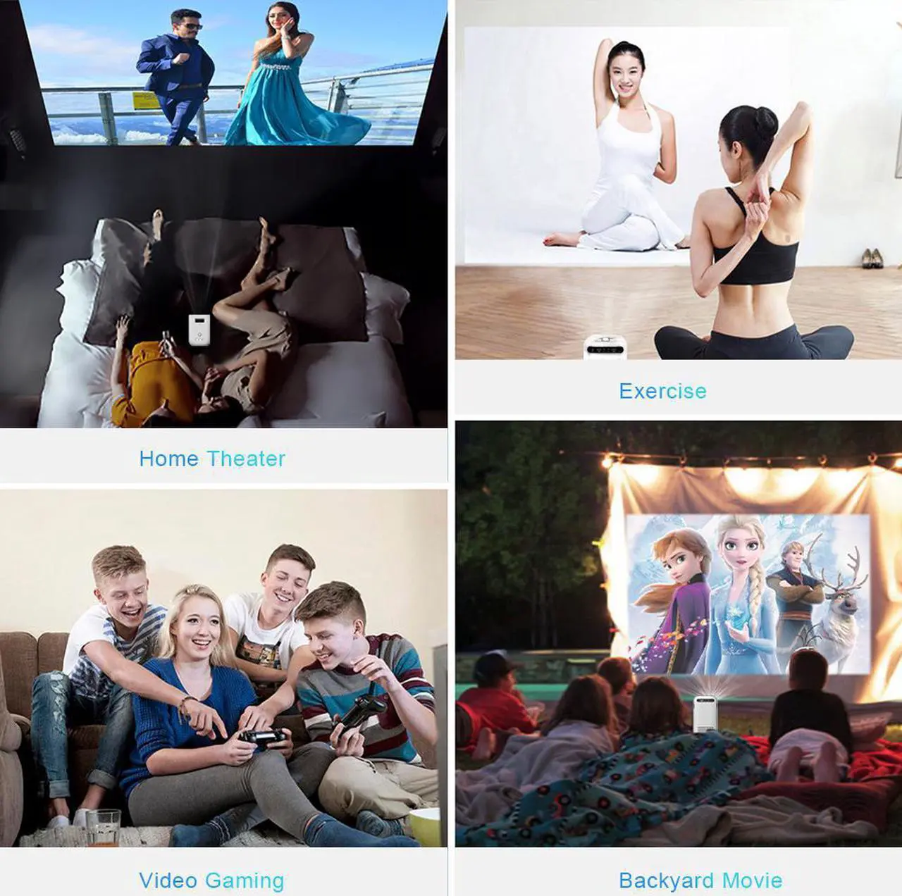 Alt view image 7 of 7 - 1080P Native Portable WiFi Projector, 4500 Lumens Wireless Home Theater Projector with Screen Mirroring & Casting, Upright Design & Bluetooth Speaker Mode