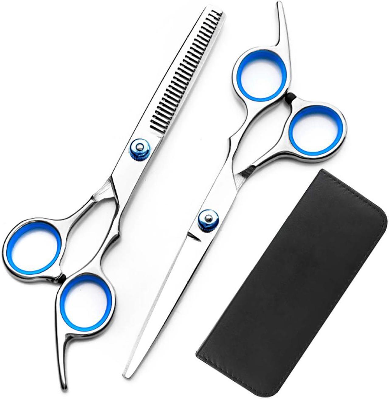 New Professional Hairdressing Scissors Set Slant Handle Barber And Hairdressing Scissors Flat Cut Teeth Scissors Combination Set Barber Scissors Flat Scissors + Tooth Scissors (With Scissors Bag)