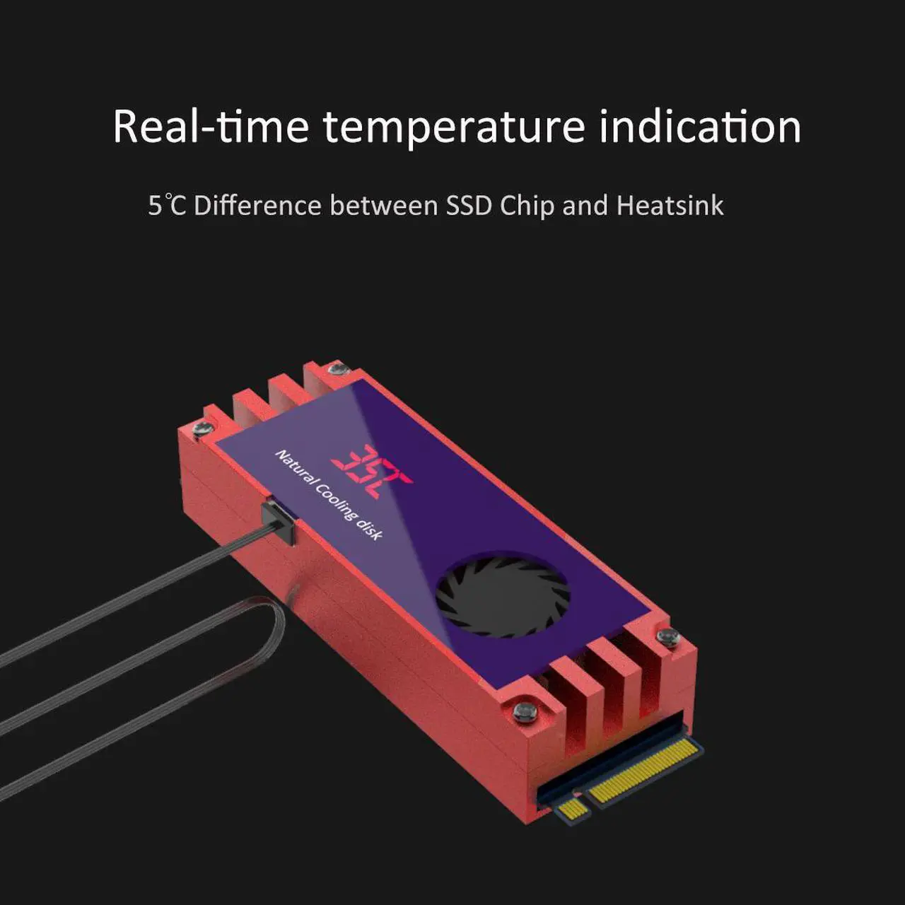Alt view image 4 of 7 - GLOTRENDS M.2 Heatsink with Fan and LED Temperature Display, Keep NVMe SSD Under 40 Degrees Celcius