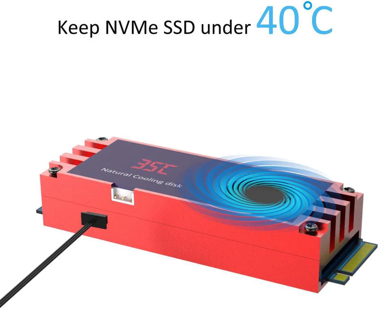 Alt view image 3 of 7 - GLOTRENDS M.2 Heatsink with Fan and LED Temperature Display, Keep NVMe SSD Under 40 Degrees Celcius