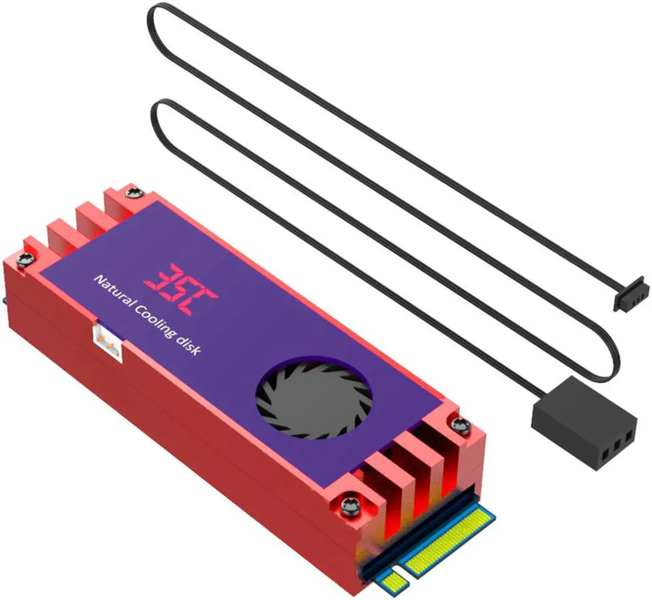 Main image of GLOTRENDS M.2 Heatsink with Fan and LED Temperature Display, Keep NVMe SSD Under 40 Degrees Celcius