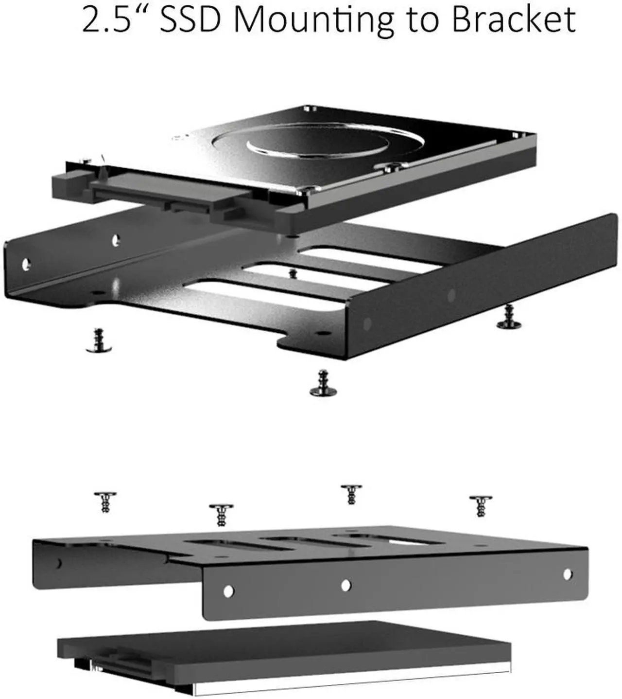 Alt view image 7 of 7 - GLOTRENDS 2.5 to 3.5 Inch SSD HDD Holder Metal Mounting Bracket (2 packs)
