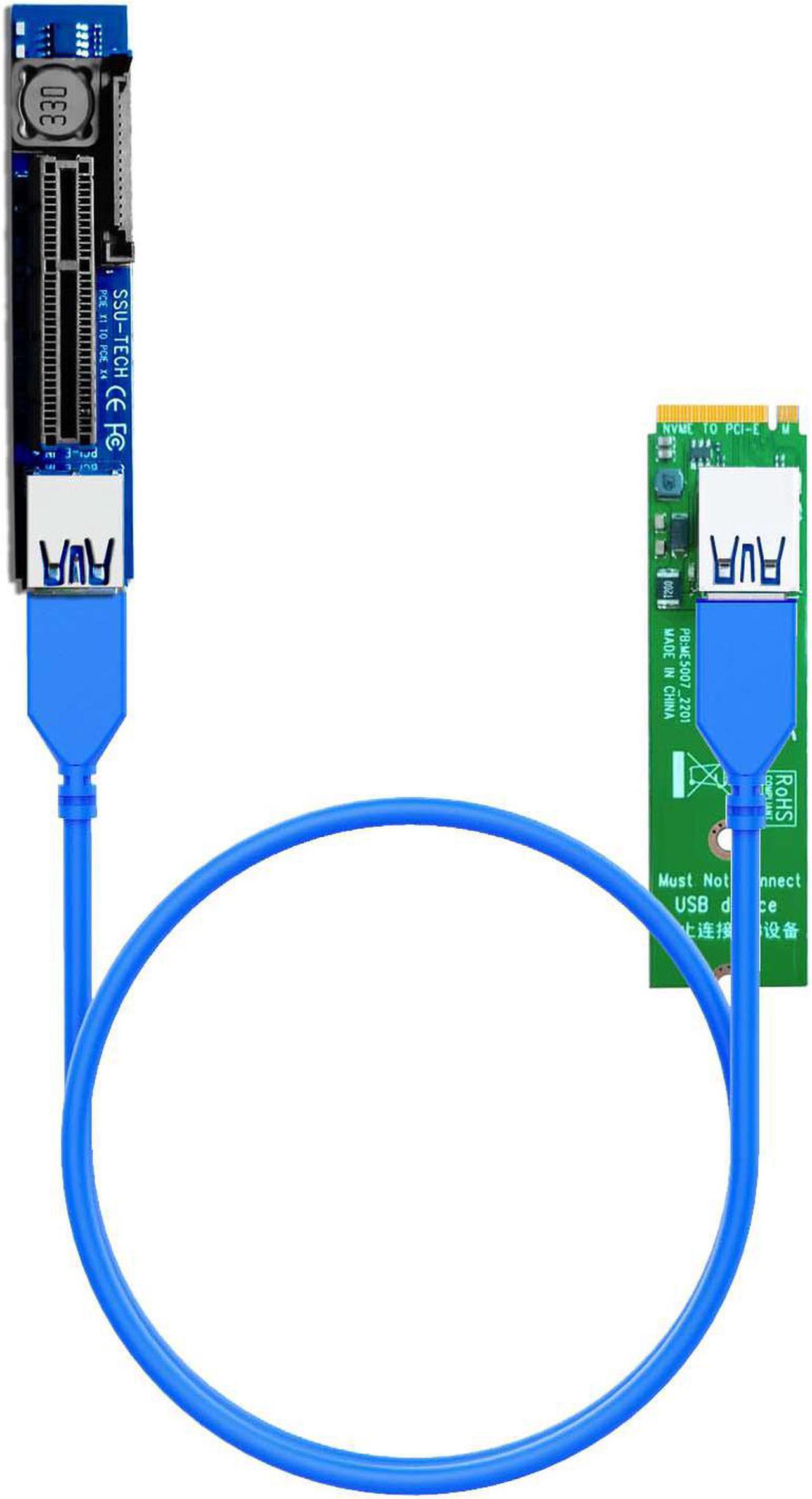 GLOTRENDS UEX108 600mm M.2 to PCIe X4 Riser Cable (PCIe 3.0 X1 Speed),for PCIe WiFi Card, M.2 PCIe Card, USB PCIe Card, Sound Card, etc