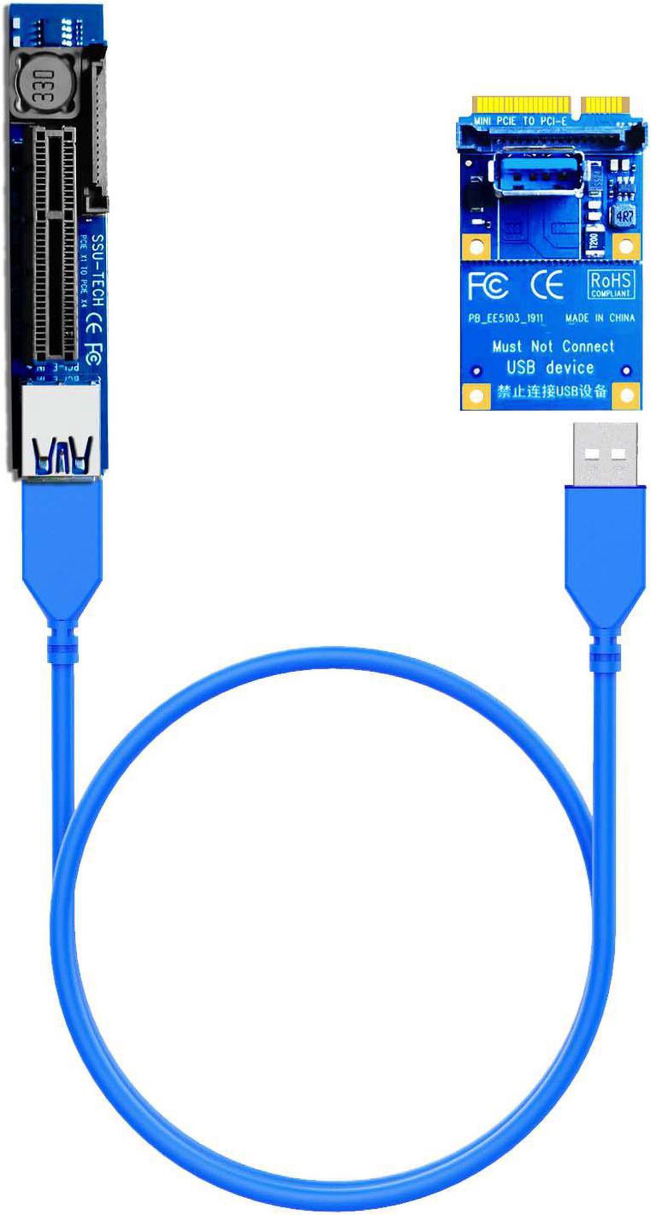 GLOTRENDS UEX105 600mm Mini PCIe to PCIe X4 Riser Cable (PCIe 3.0 X1 Speed), for PCIe WiFi Card, M.2 PCIe Card, USB PCIe Card, Sound Card, etc