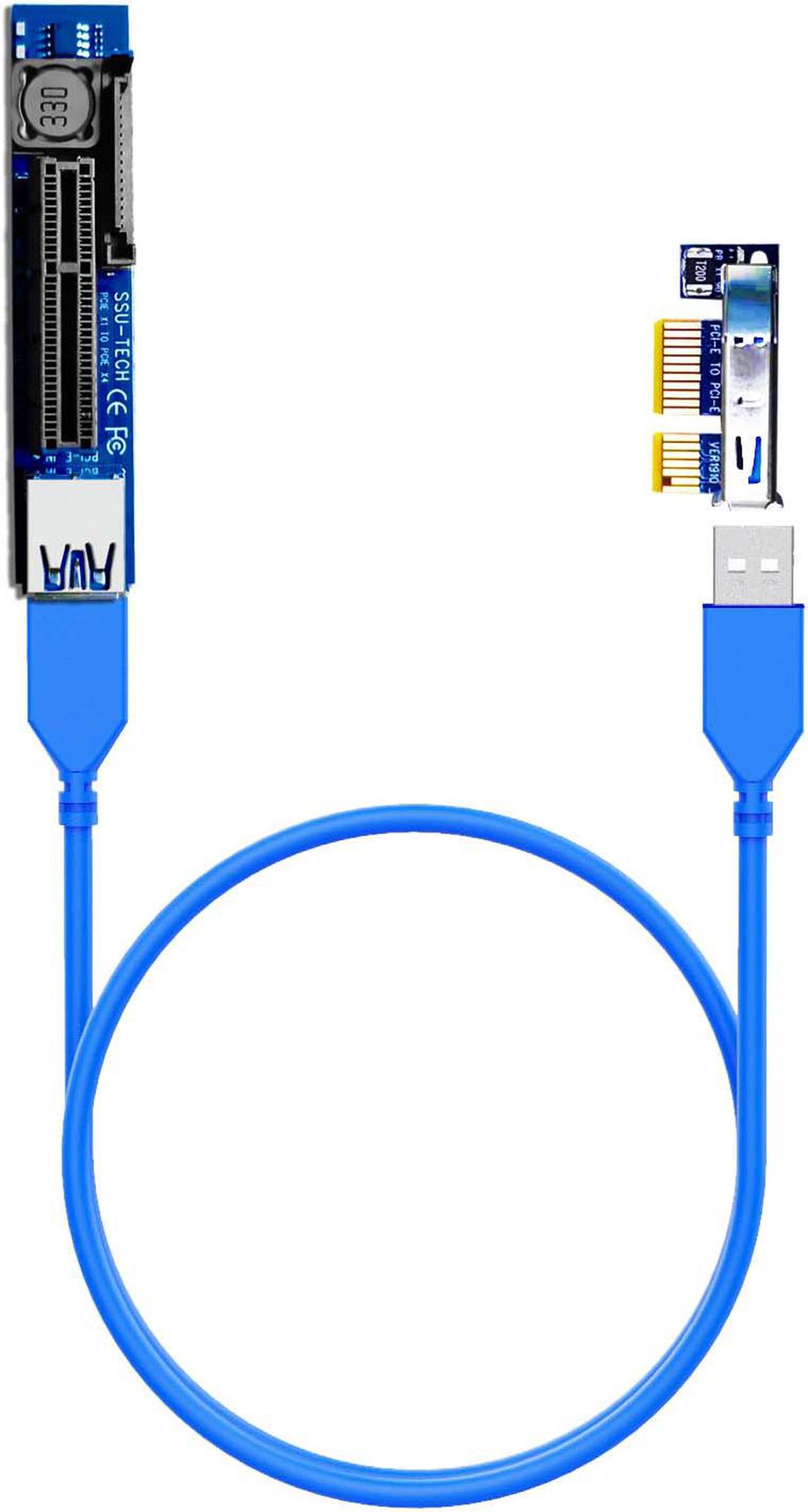 GLOTRENDS UEX103 600mm PCIe 3.0 X1 to X4 Riser Cable (PCIe 3.0 X1 Bandwidth) for PCIe WiFi Card, M.2 PCIe Card, Firewire Card, USB PCIe Card, Sound Card, etc