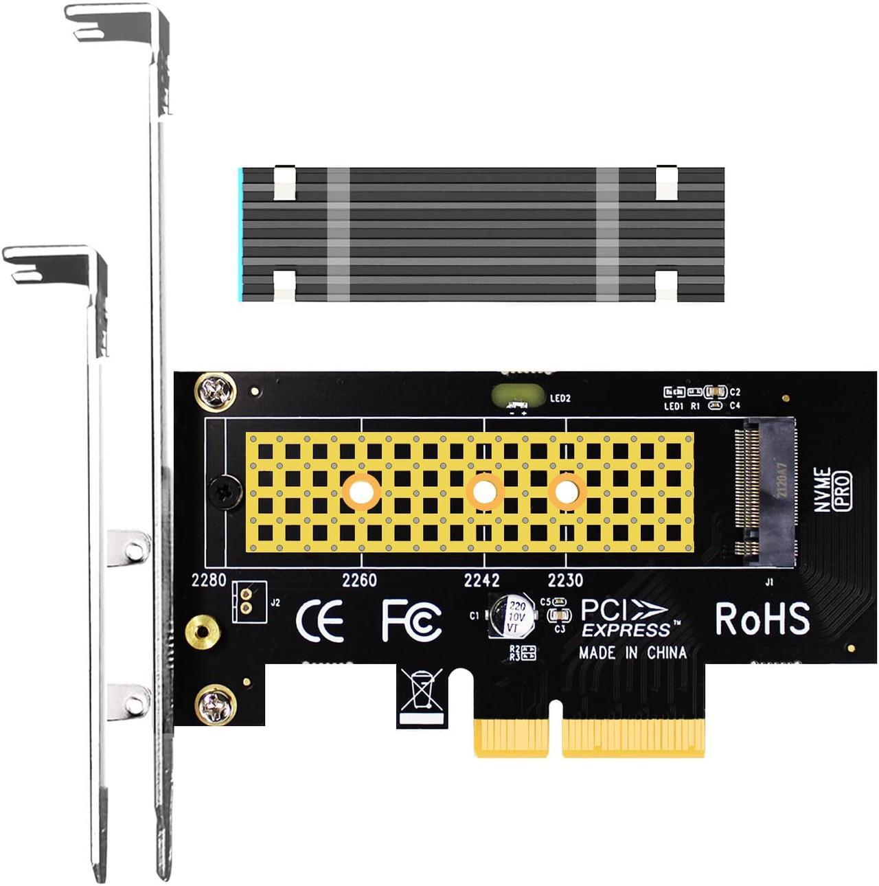 GLOTRENDS PA09-HS M.2 NVMe to PCIe 4.0 X4 Adapter with M.2 Heatsink for 2280/2260/2242/2230 M.2 NVMe SSD