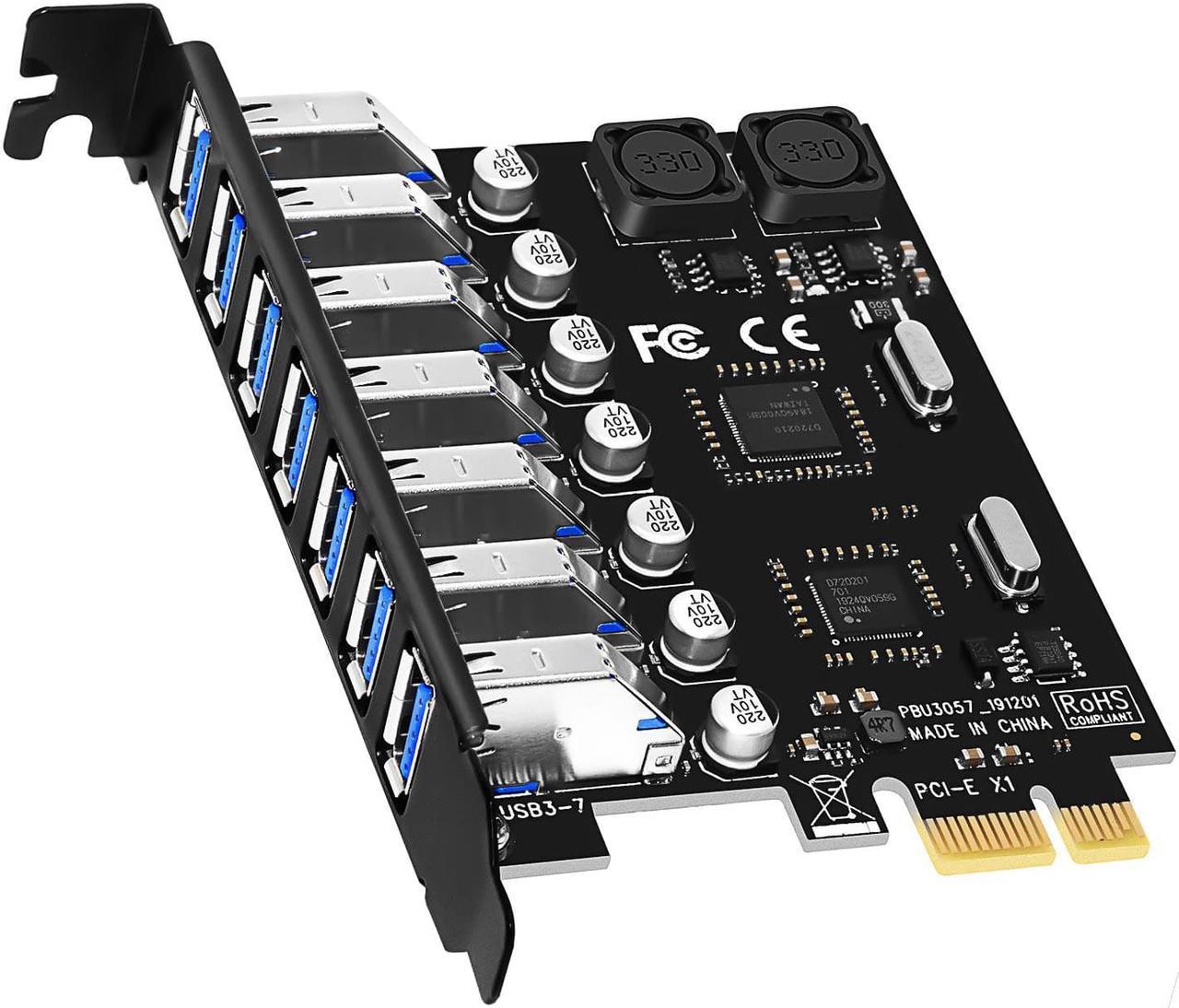 GLOTRENDS U3057 7-port UsB 3.2 Gen1 5Gbps Pcle Expansion Card, Compatible with Windows and Linux (Not support Mac OS)