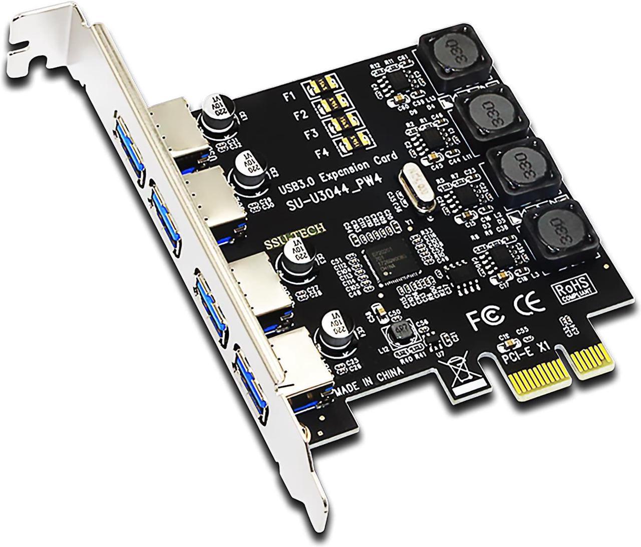 GLOTRENDS U3044 4-port UsB 3.2 Gen1 5Gbps Pcle Expansion Card, compatible with Windows and Linux (Not support Mac OS)