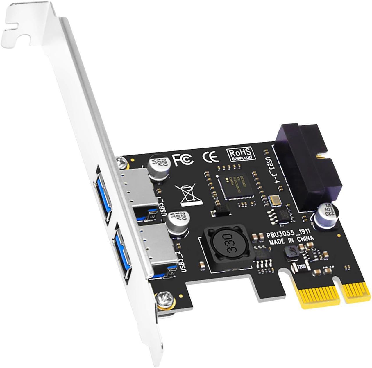 GLOTRENDS U3055-N USB 3.2 Gen1 5Gbps pcle Expansion Card with 19PIN UsB Header, Low Profile Bracket Included, compatiblewith windows and Linux (Not Support Mac Os)