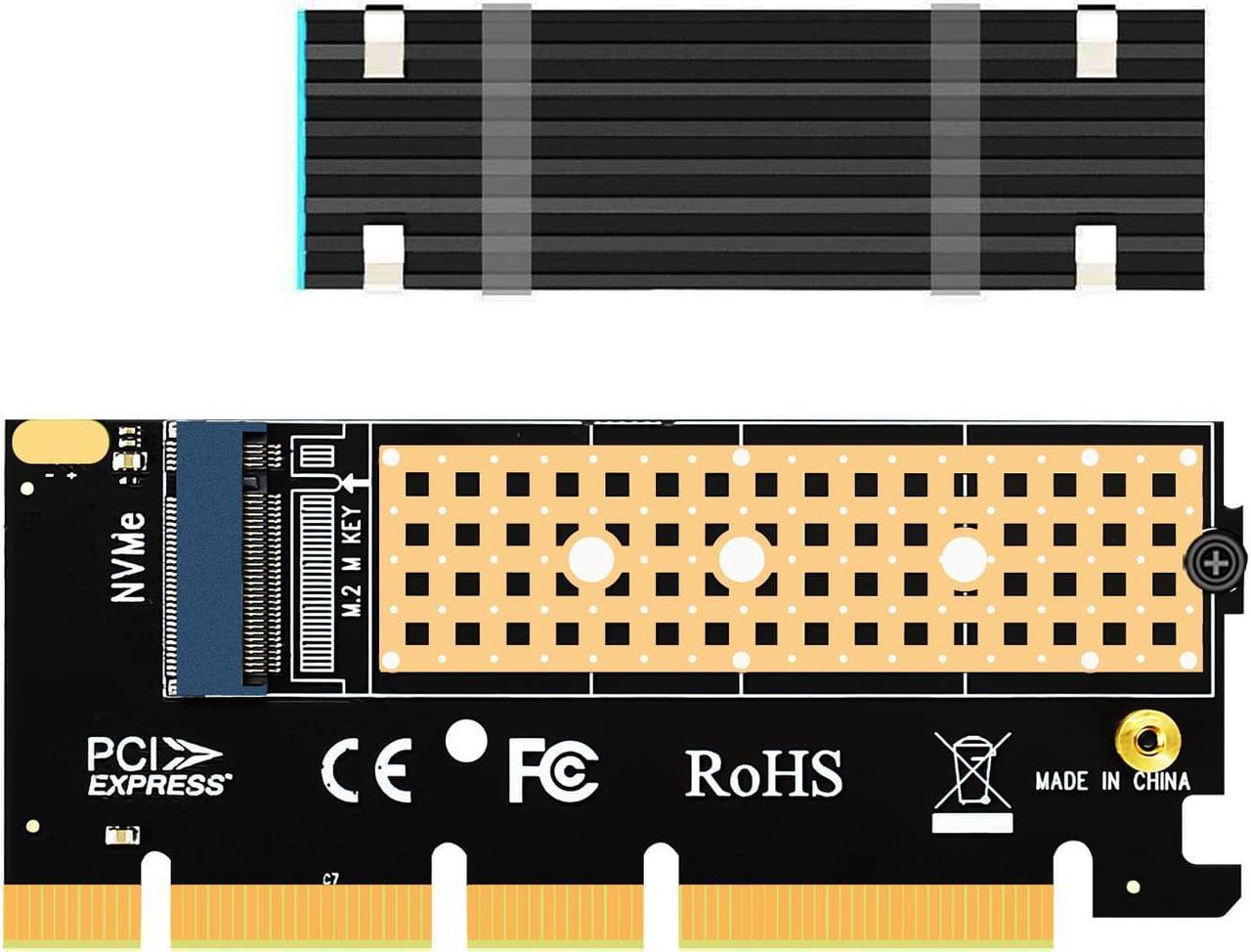 GLOTRENDS PA05-HS M.2 NVMe to PCIe 4.0 X4 Adapter with M.2 Heatsink, Without Bracket for Compact Case or 2U high Case Installation, for 2280/2260/2242/2230 M.2 NVMe SSD