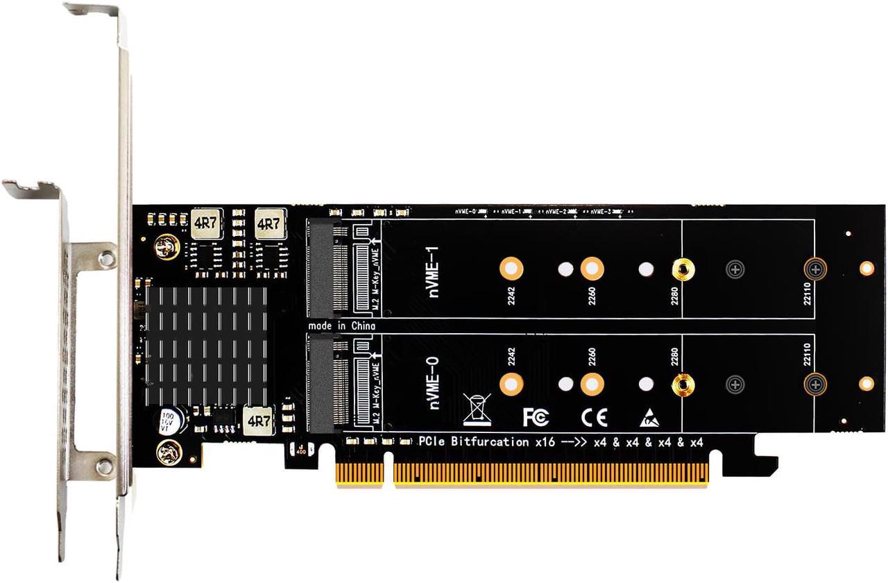 GLOTRENDS PA41 Quad M.2 NVMe to PCIe X16 4.0 Adapter Card without PCIe Bifurcation Function, Support 22110/2280/2260/2242/2230 Size