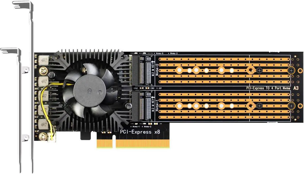 Main image of GLOTRENDS PA40 Quad M.2 NVMe to PCIe X8 3.0 Adapter with PCIe Bifurcation Function, Support 22110/2280/2260/2242/2230 Size