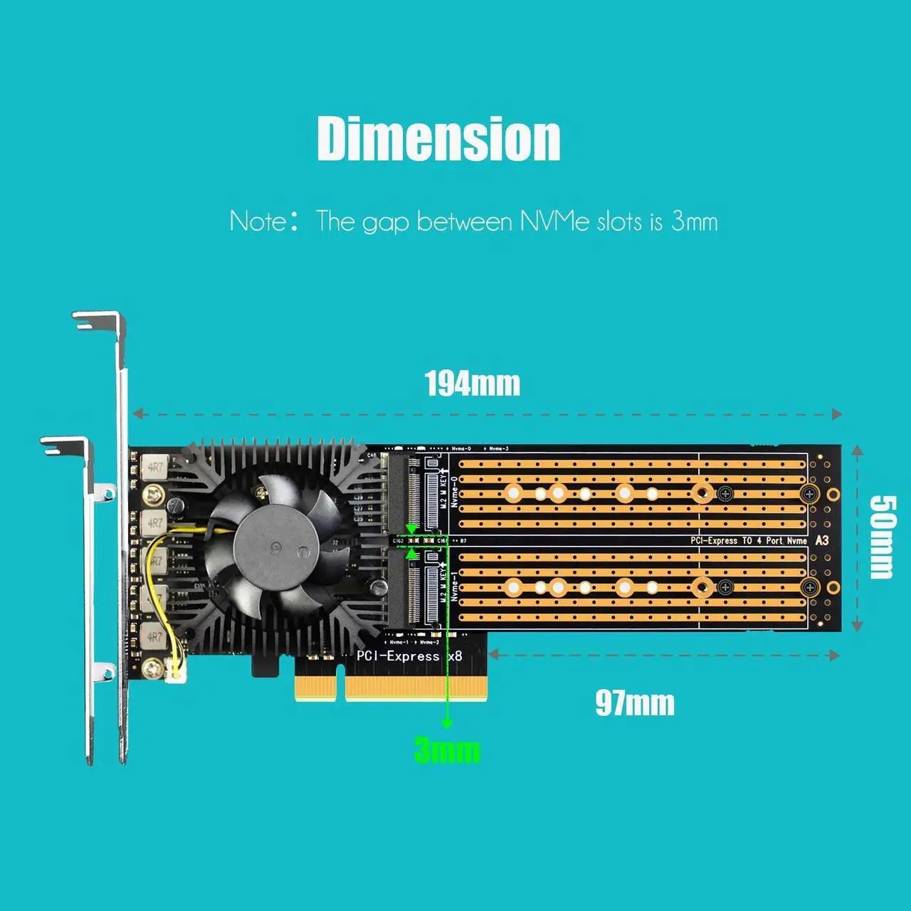 Alt view image 6 of 7 - GLOTRENDS PA40 Quad M.2 NVMe to PCIe X8 3.0 Adapter with PCIe Bifurcation Function, Support 22110/2280/2260/2242/2230 Size