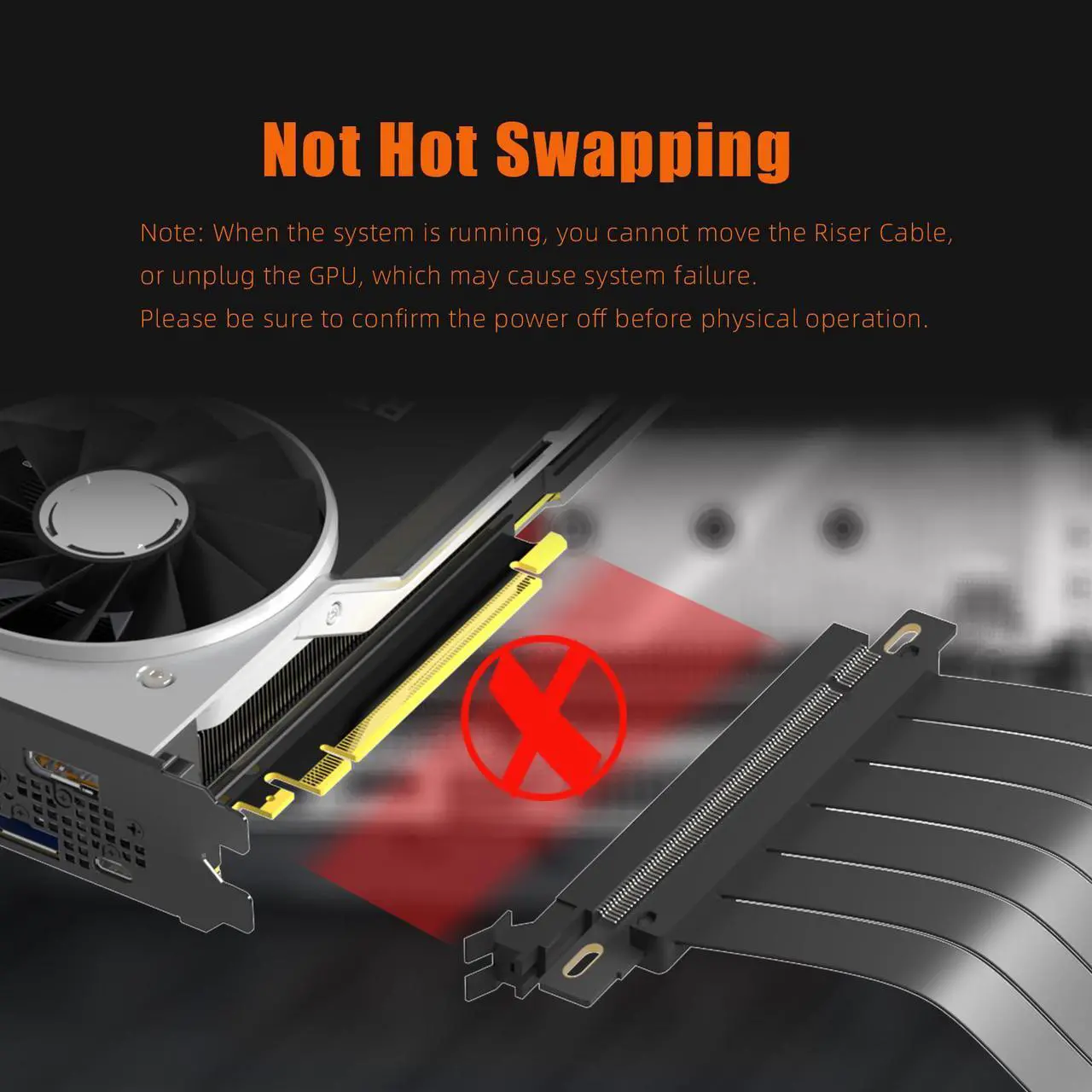Alt view image 7 of 7 - GLOTRENDS PCIe 3.0 X16 Riser Cable, Compatible with NVIDIA-RTX 2000/GTX1600 Series, AMD-RX6000/5000/500/400/Vega Series, etc.