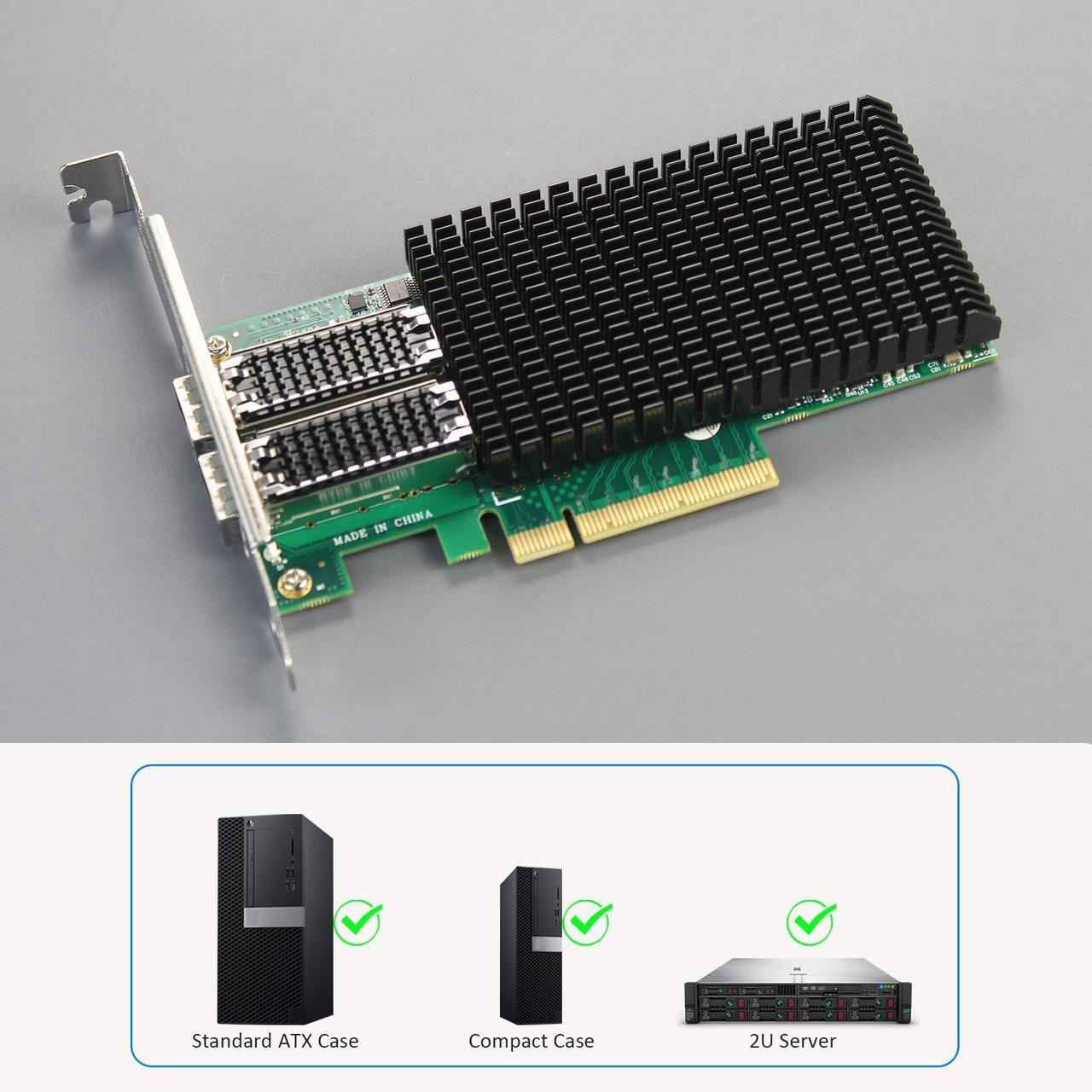 Alt view image 6 of 7 - GLOTRENDS ST7369 2-Port 25Gb SFP28 Server Network Card with Mellanox ConnectX-4 Controller, PCIe 3.0 X8 Interface, Support RDMA (RoCE v2), Not Infiniband